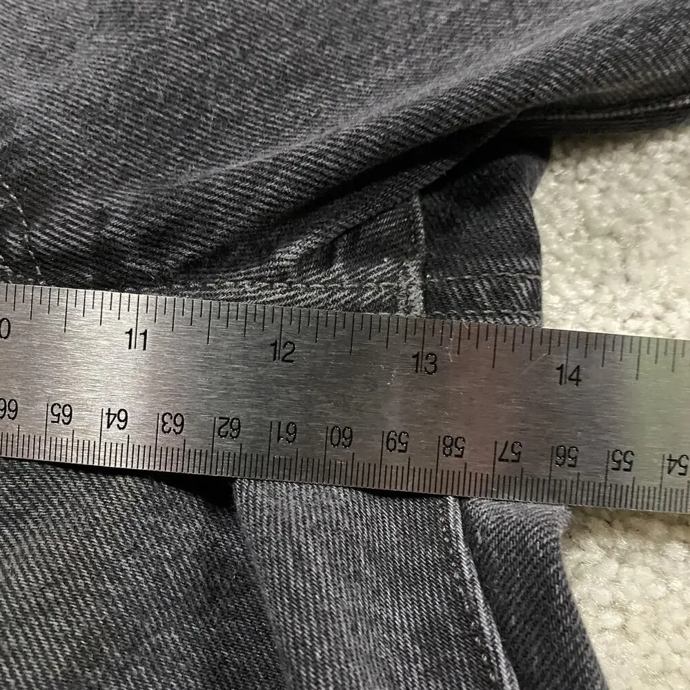 Levis 501 Jeans Mens 42x32 Black Button Fly Straight Leg Charcoal Denim Basics